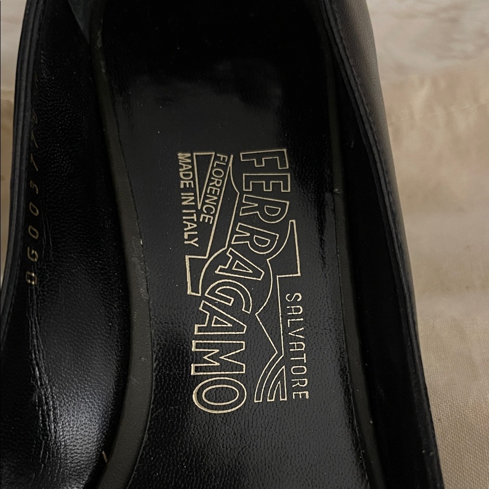 Salvatore Ferragamo Black Peep-Toe Heels - Picture 2 of 7